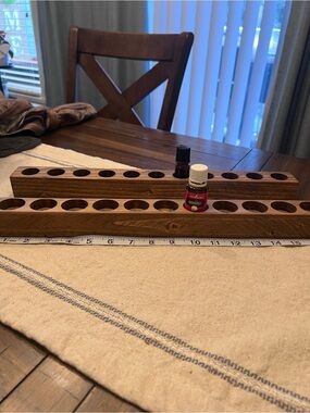 Wooden Essential Oil Bottle Holder Rack - Dark Brown set of 2